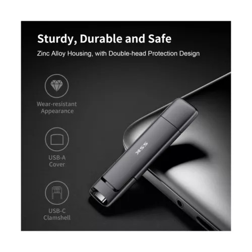 SSK USB Drive External SSD USB Fast 550MB/s 2-in-1 Dual Drive USB Type C+USB