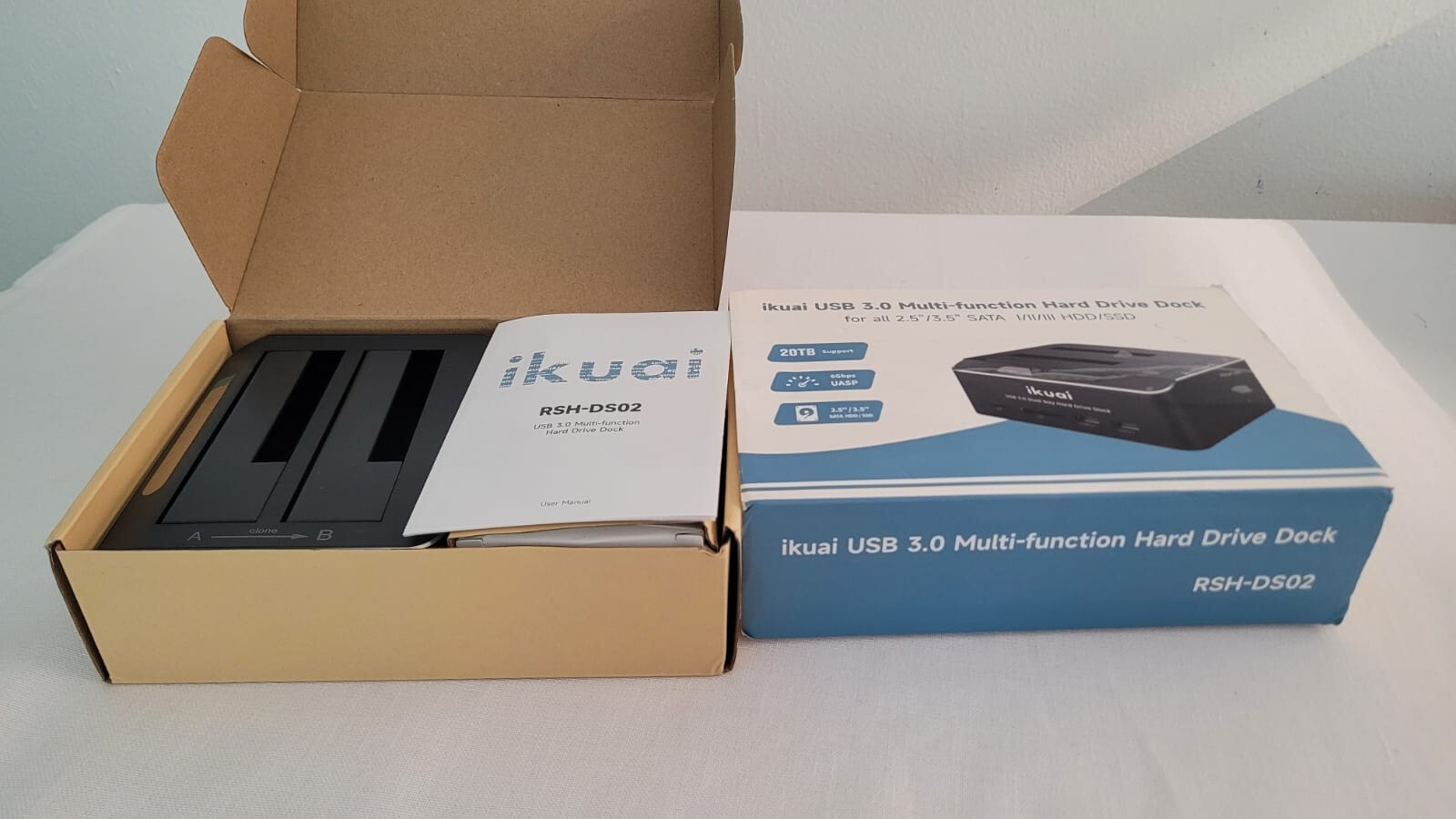 ikuai SATA to USB 3.0 Dual Bay Hard Drive Dock for 2.5/3.5 SATA HDD SSD