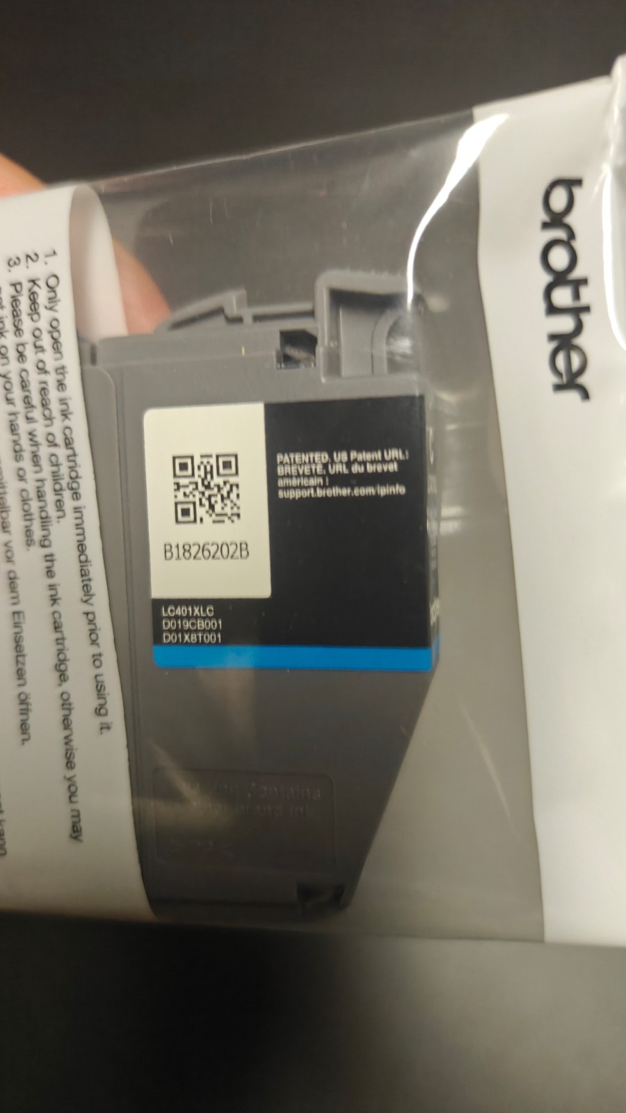 New Open Box Genuine Brother LC401XLC Cyan High Yield Ink Cartridge Exp 02/2029