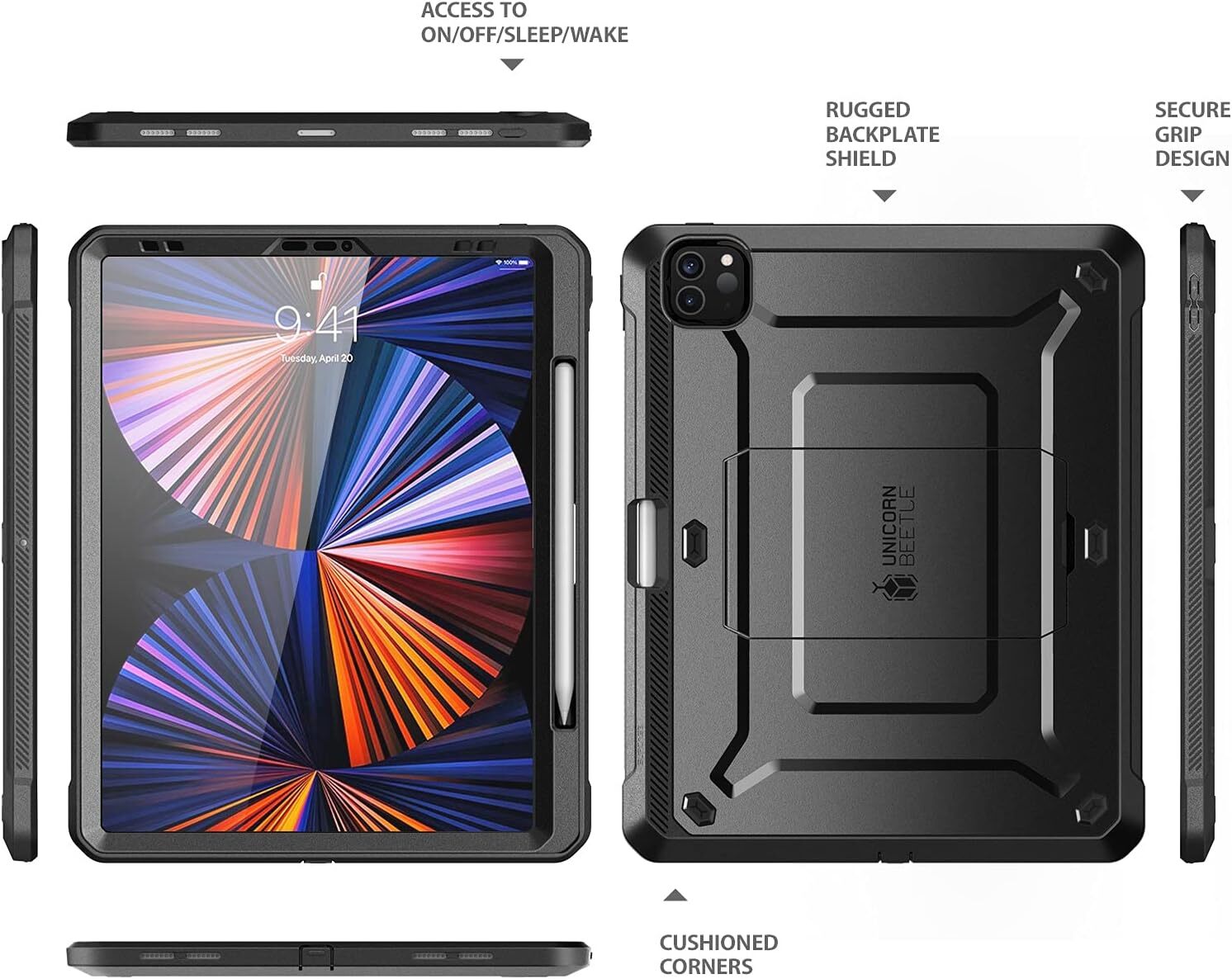 SUPCASE iPad Pro 11/12.9″ Case Shock-Resistant Multi-Layered Cover with Pen Slot