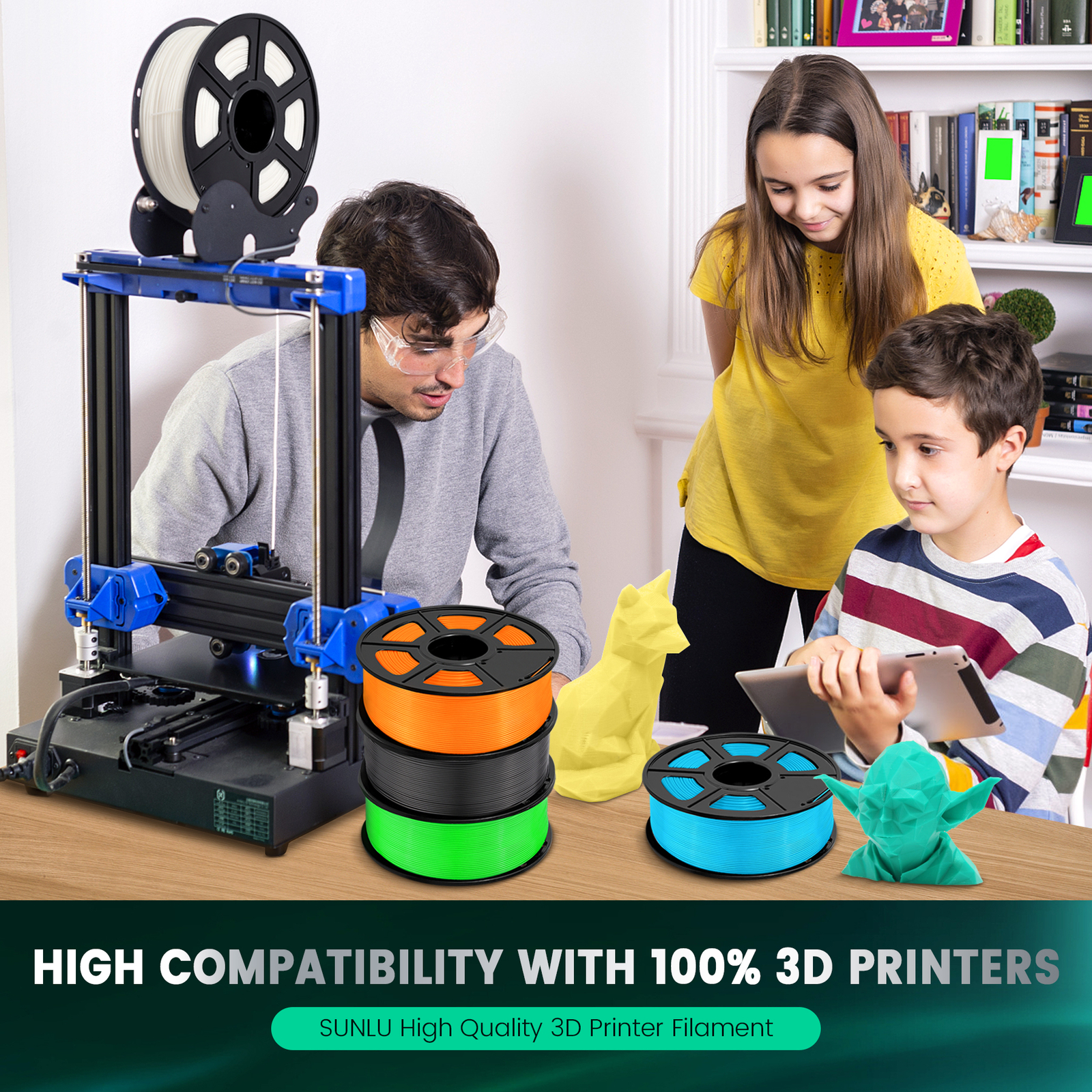 SUNLU 1.75MM 5KG Large Spool PLA+/PLA+ 2.0/PLA/PETG Filament For 3D Printer
