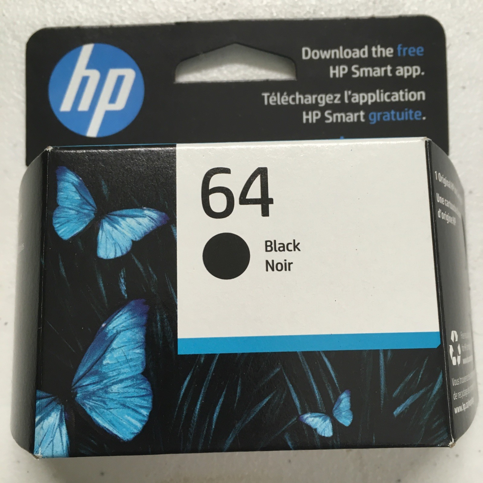 HP 64 Black Original Ink Cartridge, ~200 pages, N9J90AN#140