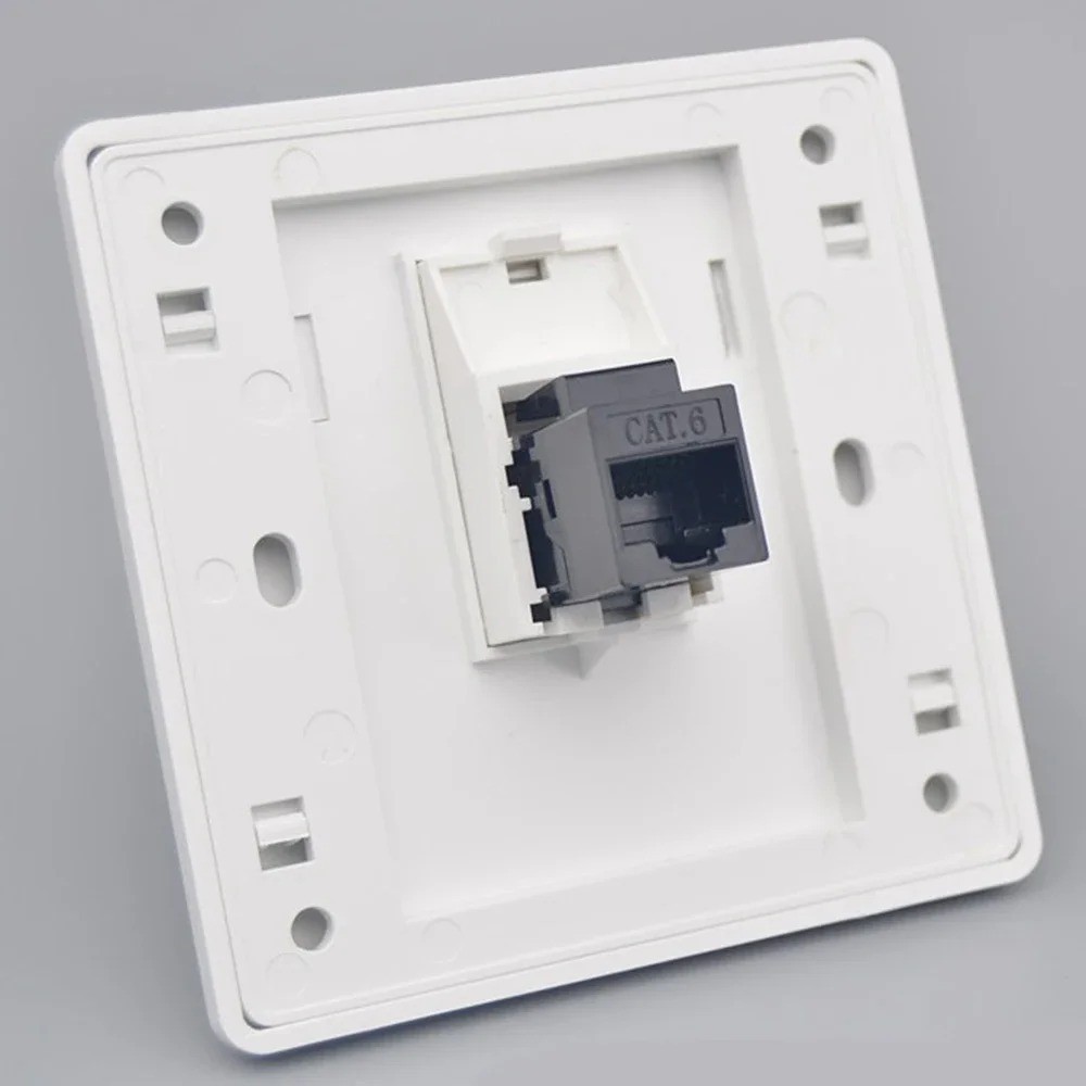 86x86mm Female to Female CAT6 Gigabit Dual-Pass Network Wall Plug, RJ45 LAN Face