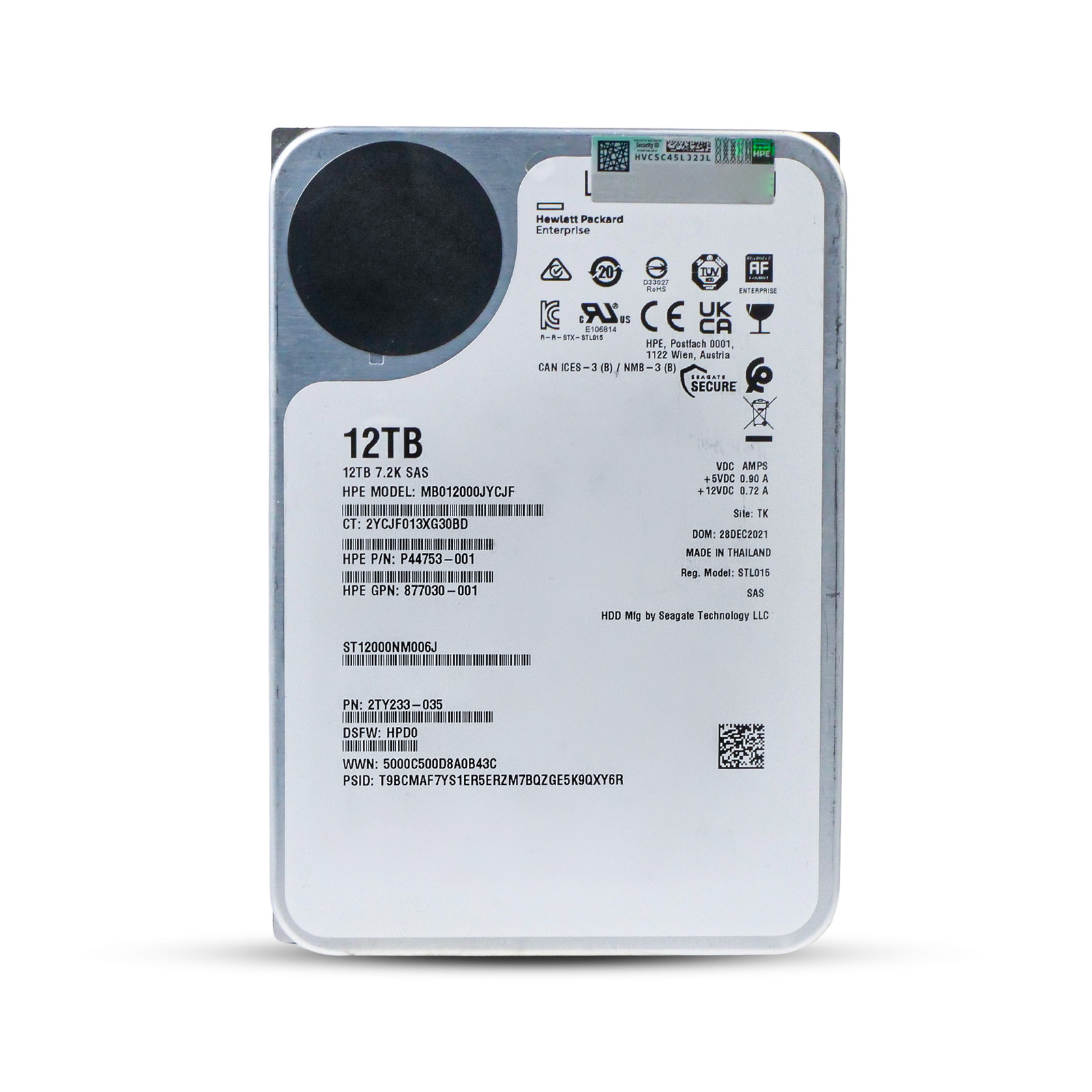 HP/Seagate Exos X16 12TB ST12000NM006J 7.2K RPM SAS 12Gb/s 512e 3.5″ HDD
