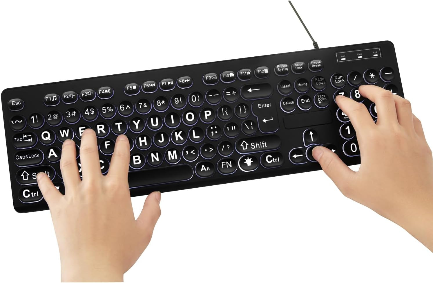 Mcsaite Wired Backlit USB Keyboard – 104 Keys Standard Full Size with White LED