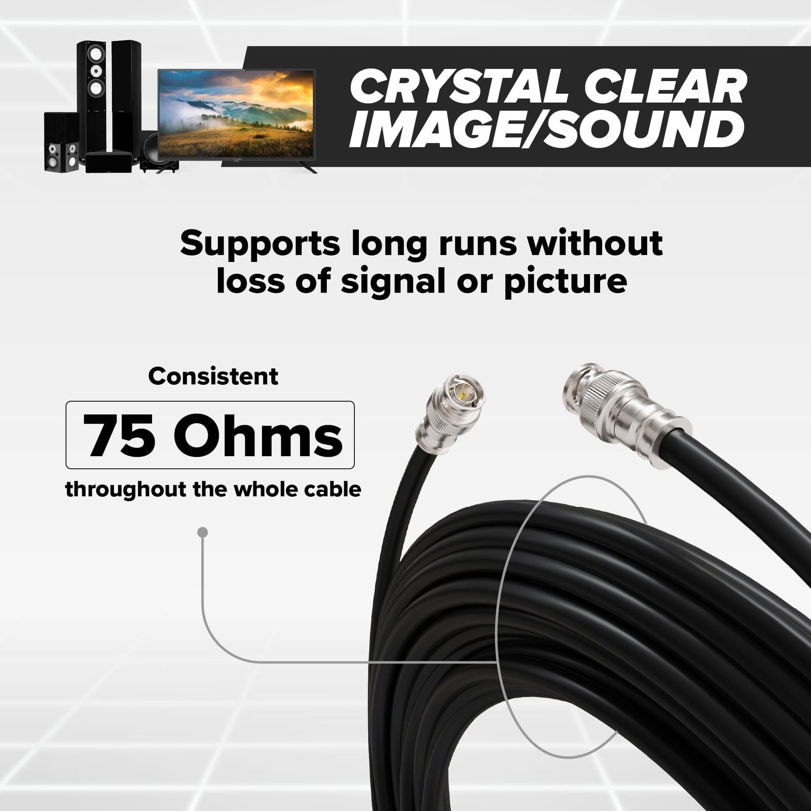 CIMPLE CO 35 FT BNC Cable Two Male BNC Connections 75 Ohm Low Loss HD-SDI SDI Ca