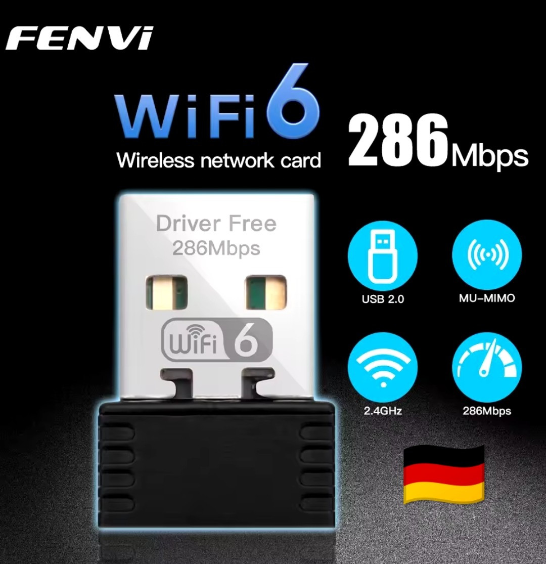 Fenvi WIFI 6 AX286 USB Adapter 2.4GHz 300Mbps 802.11ax Win7/10/11