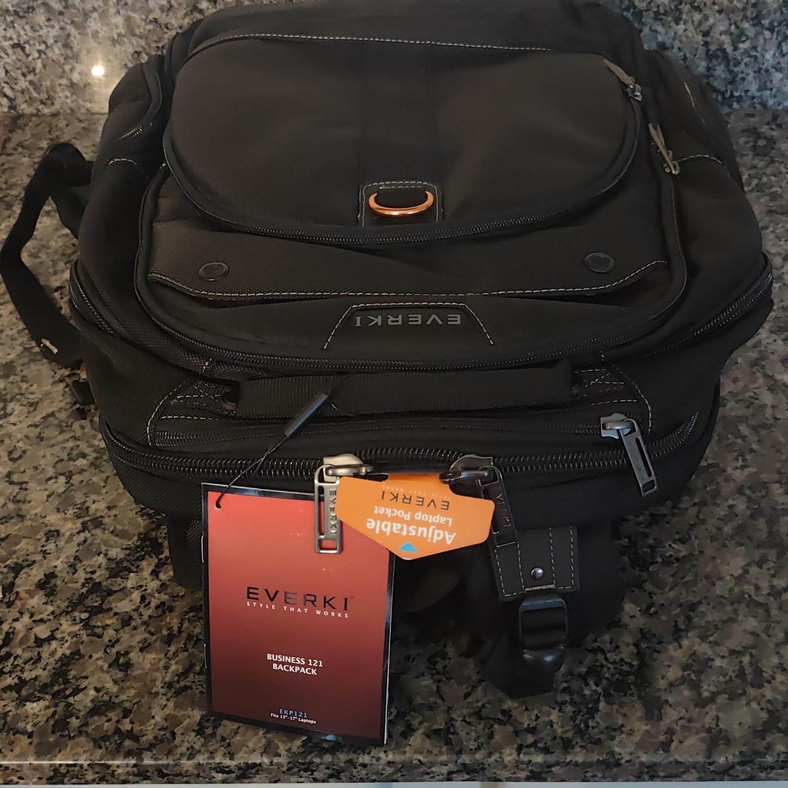 Everki Business Padded Nylon Laptop Backpack EKP121 Black 17.3 in