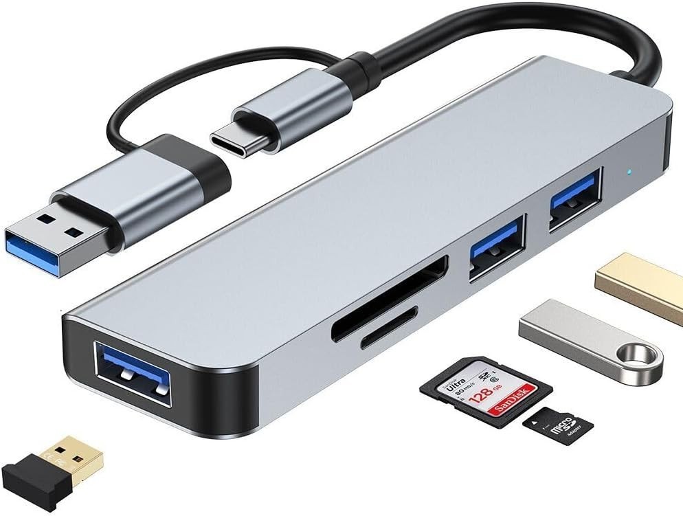 USB-C Hub: 5 in 1 with 3 Ports & SD Card Reader for Multiple Devices