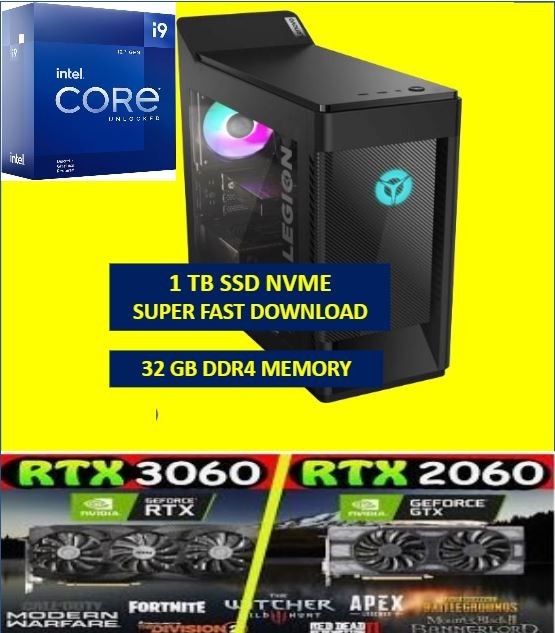 LENOVO LEGION i9-10850k 1TB SSD 32GB Gaming Desktop PC RTX 5060Ti 5070 4070 4060