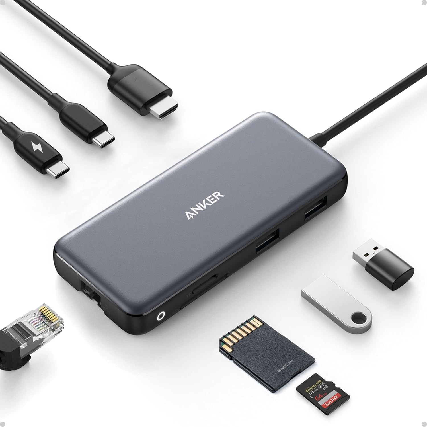Anker 8-in-1 USB-C Hub HDMI 4K Ethernet 85W PD USB 3.2 SD Card Reader 10Gbps