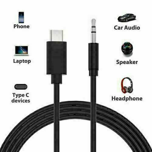1M Car Stereo Android Type-C USB-C to 3.5mm Male Audio Jack AUX Cable Adapto lot