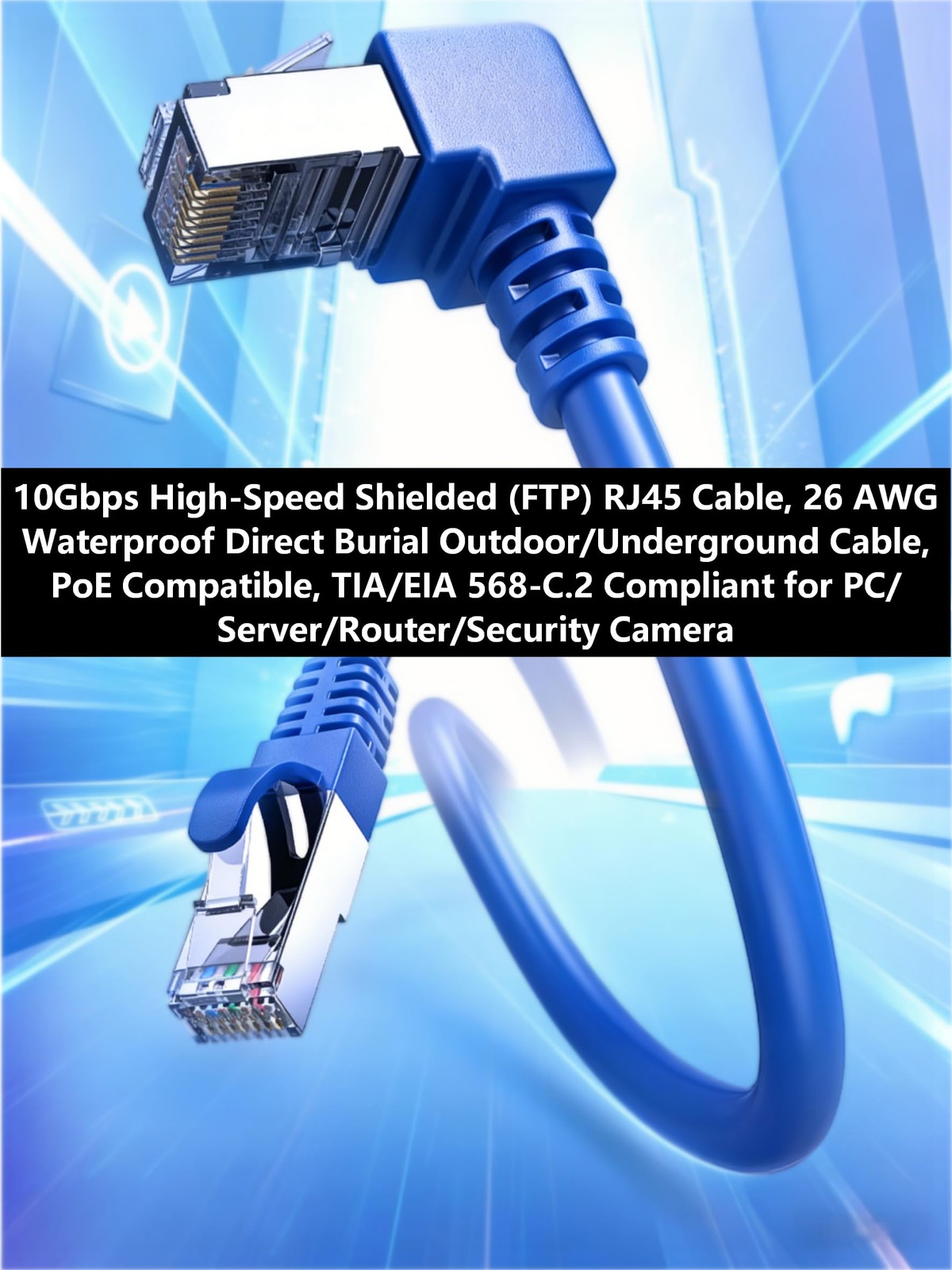 2 PCS 4.8FT Down 90 Degree Right Angle Cat 6A Ethernet Cable RJ45 10Gbps