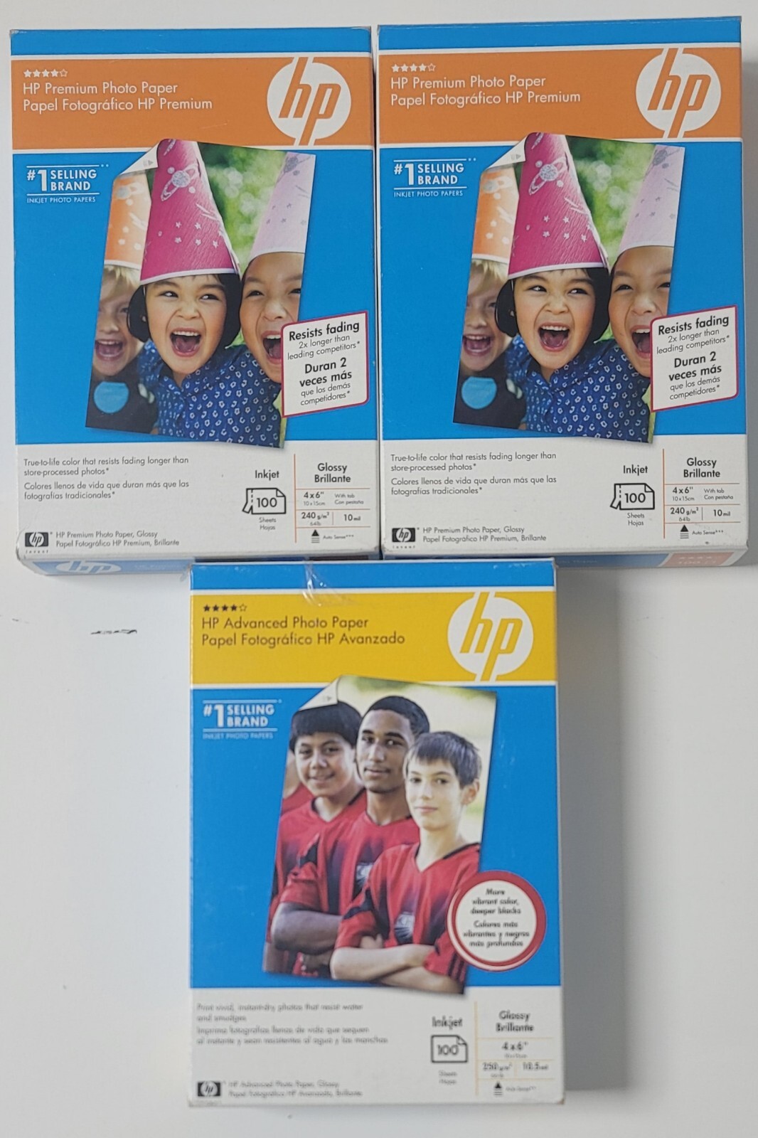 HP Premium and Advanced Photo Paper Glossy 10mil 4×6 – Lot of 3