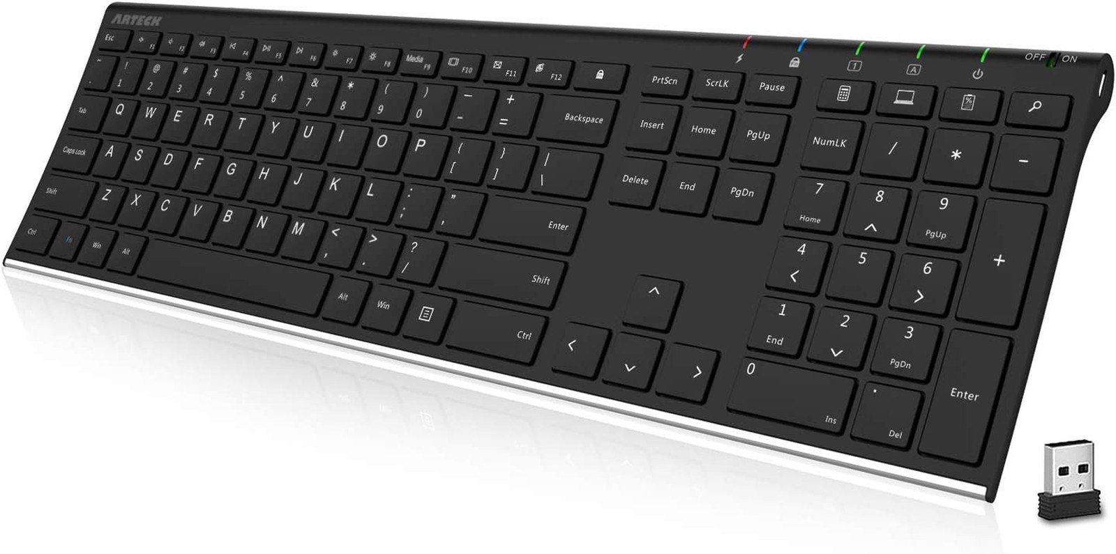 2.4G Wireless Full-Size USB Keyboard for Computer, PC, and Laptop