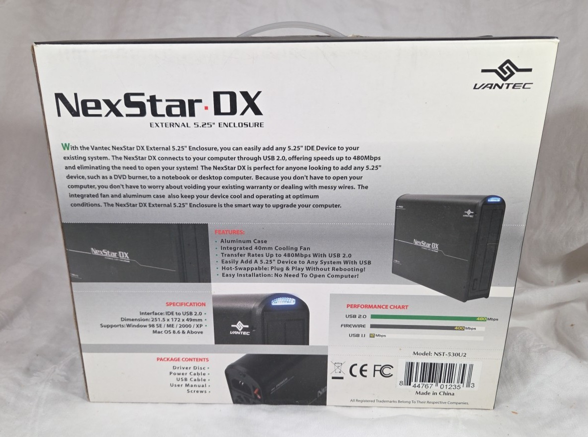 Vantec NexStar 2.5 External Enclosure NST-530U2 – New – Open Box
