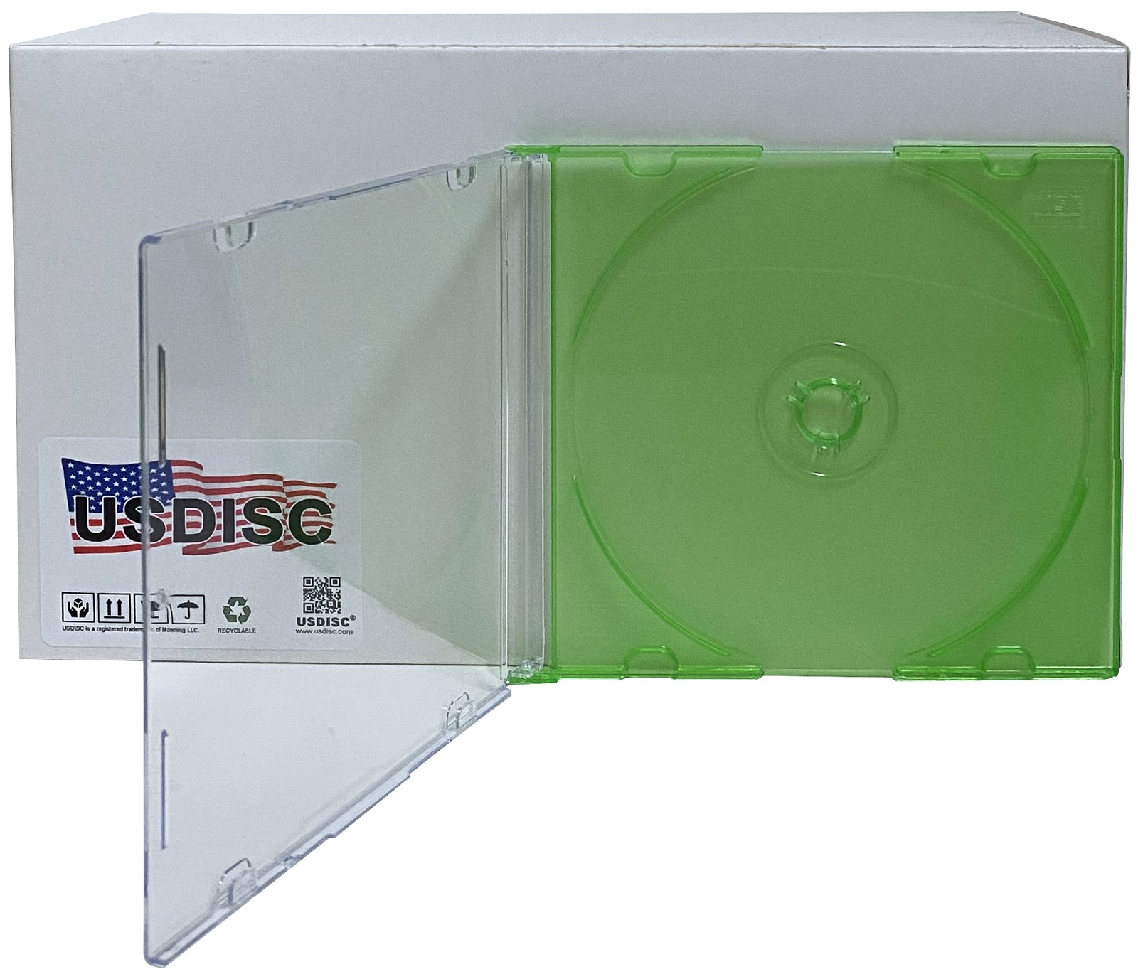 USDISC CD Jewel Cases Slimline 5.2mm, Single 1 Disc (Clear Green) Lot