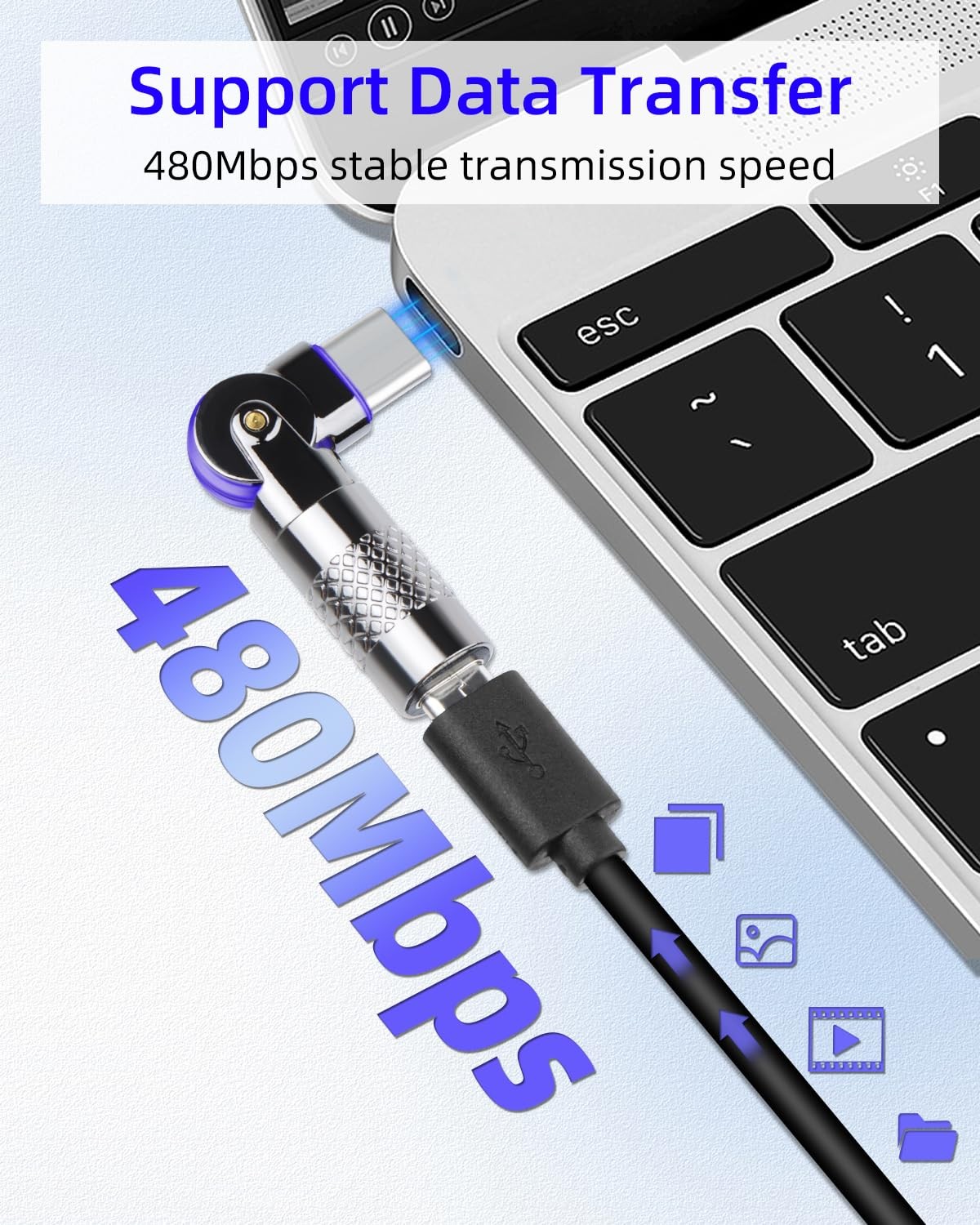 180 Degree Micro USB Female To Type C Male Right Angle Fast Adapter 2 PCS