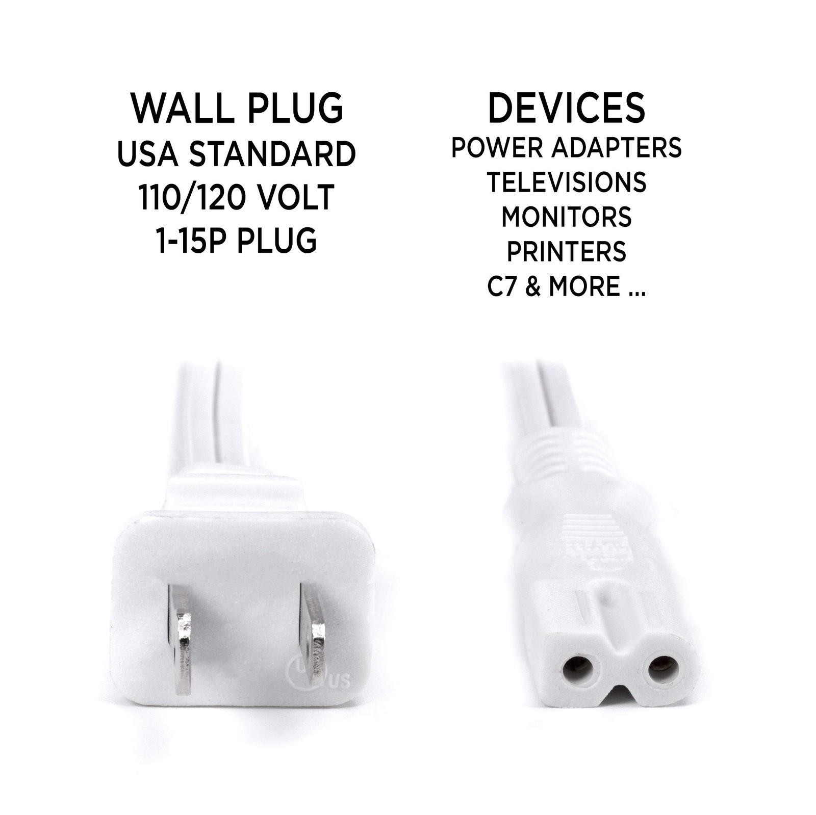 THE CIMPLE CO 6ft White Polarized 2-Prong Power Cord