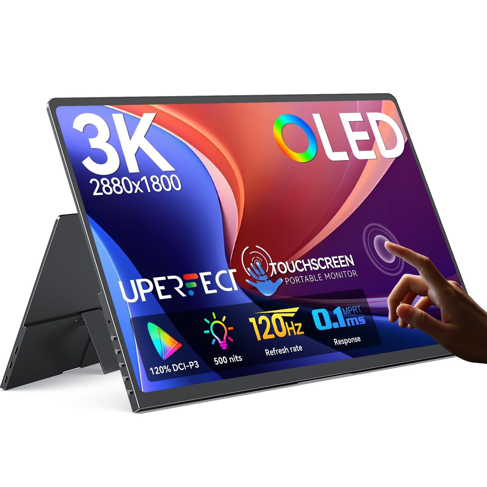14″ Touchscreen Monitor 2880×1800 OLED Portable Gaming Monitor 120Hz 1ms Freesyn