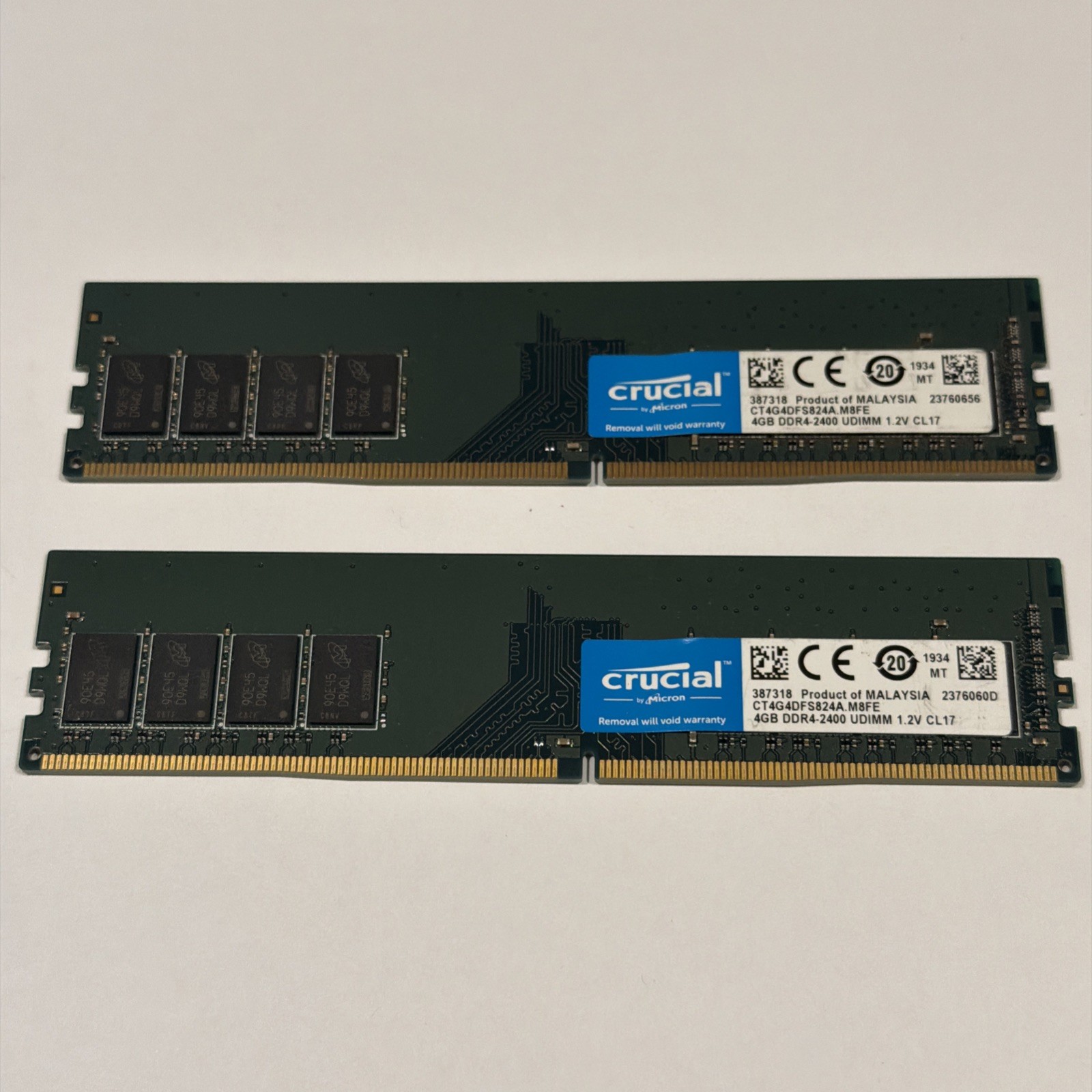 Crucial 8GB (2 x 4GB) DDR4-2400 Desktop Memory RAM TESTED WORKS