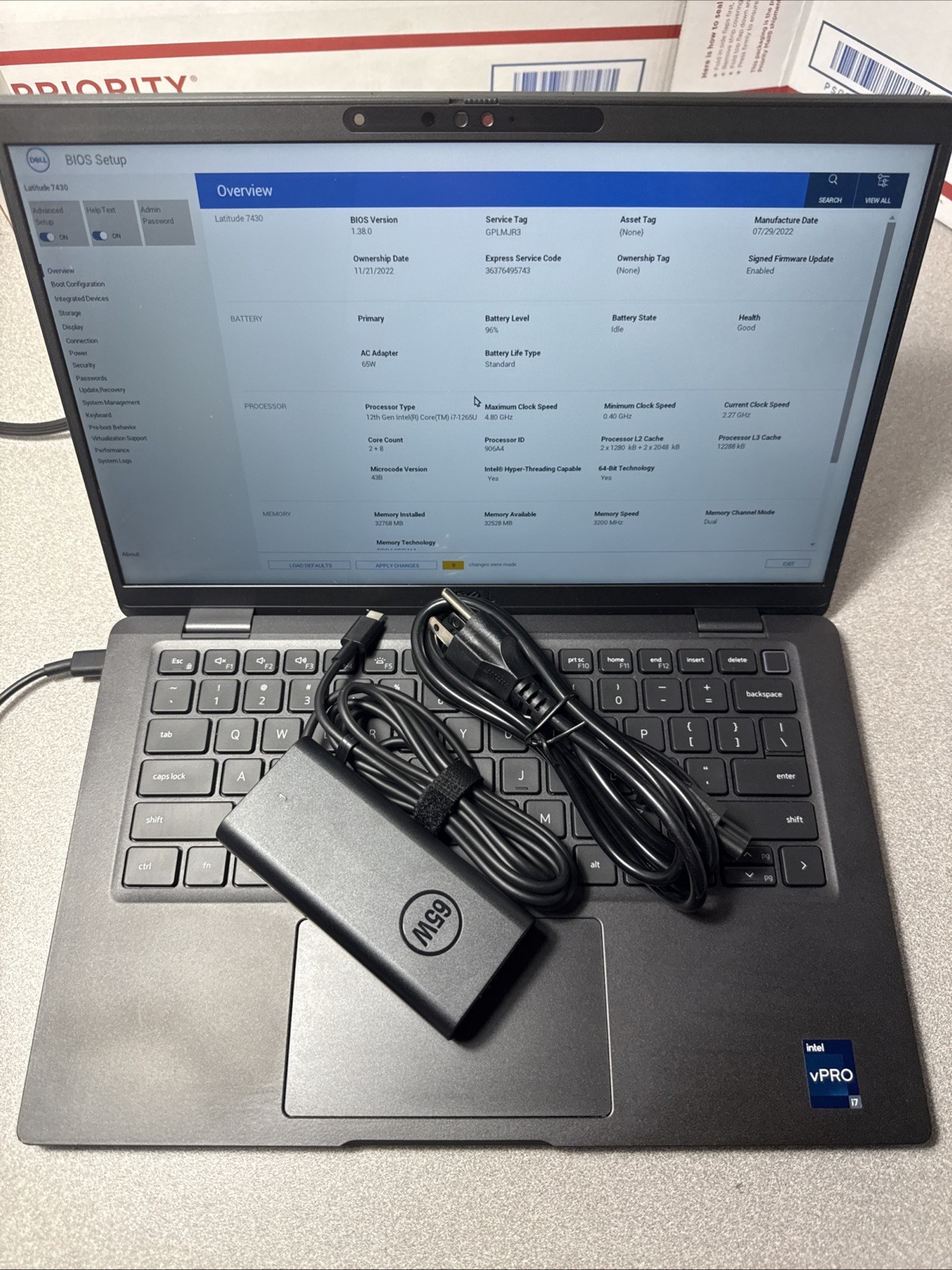 Dell Latitude 7430 i7 12th Gen 4.80GHz, 32GB RAM, 512gb Good Bat, #gplmjr3