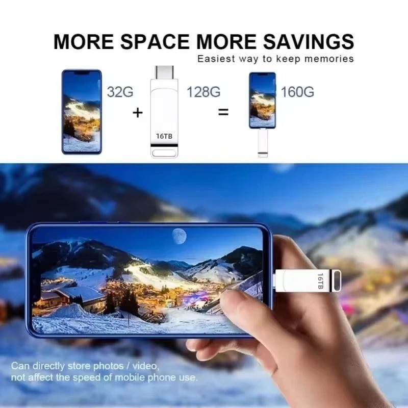 Xiaomi 16TB USB 3.2 Flash Drive High-Speed Metal Waterproof Pendrive Memory Card
