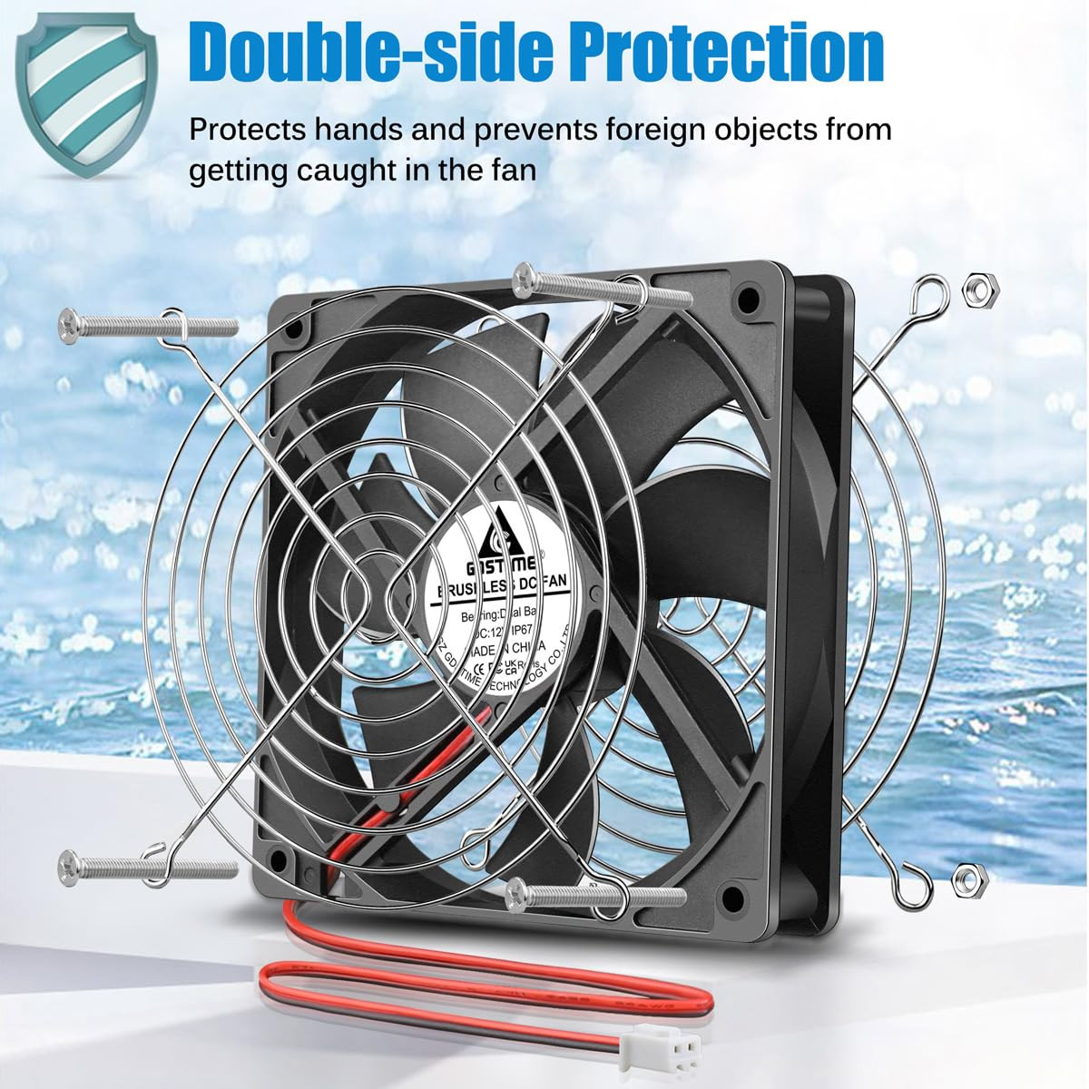 12V DC 120mm Waterproof High-Speed Brushless Cooling Fan for Outdoor Use