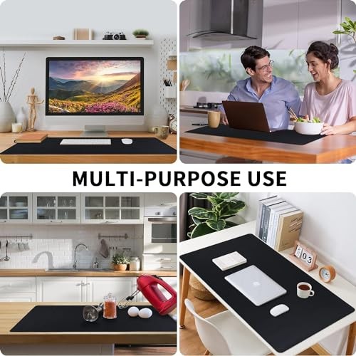Leather Desk Pad, Large Mouse Pad 35.4×17 Inches, Waterproof 35.4″ x 17″ Black