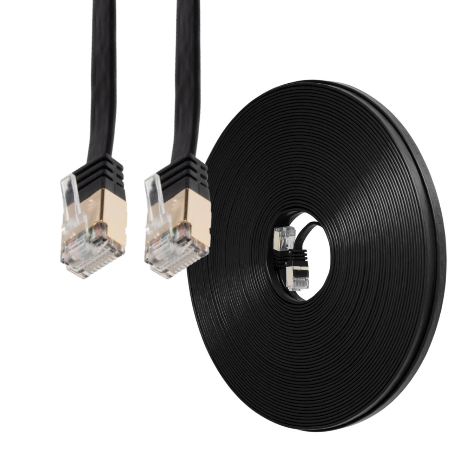 20FT CAT7 CAT 7 Flat Cable Shielded U/FTP LAN RJ45 Internet Router Patch Black