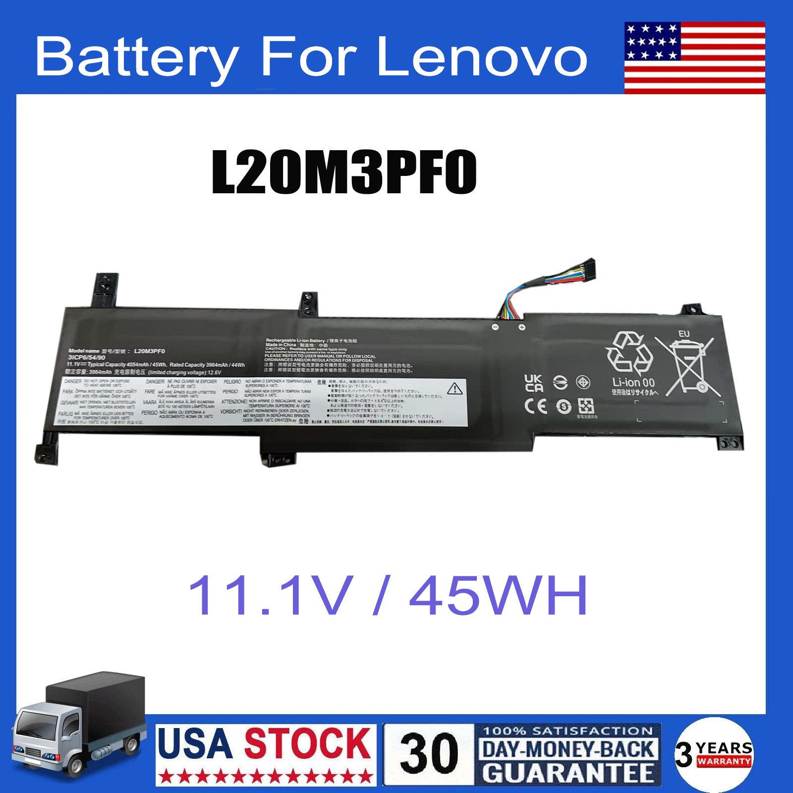 L20L3PF0 New L20M3PF0 L20C3PF0 Battery for Lenovo Ideapad 3-14ITL6 3-15ITL6 US
