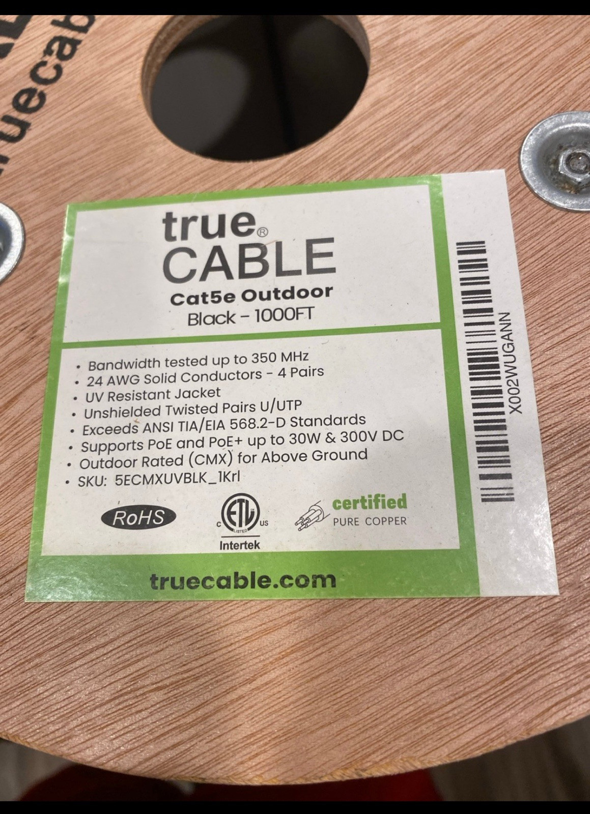 True Cable Cat 5e Unshielded Ethernet Cable 1000’