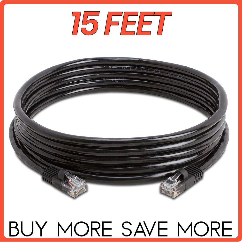 Cat5e Patch Cable Black Cat 5e Ethernet Cord Internet LAN RJ45 Network Wire LOT