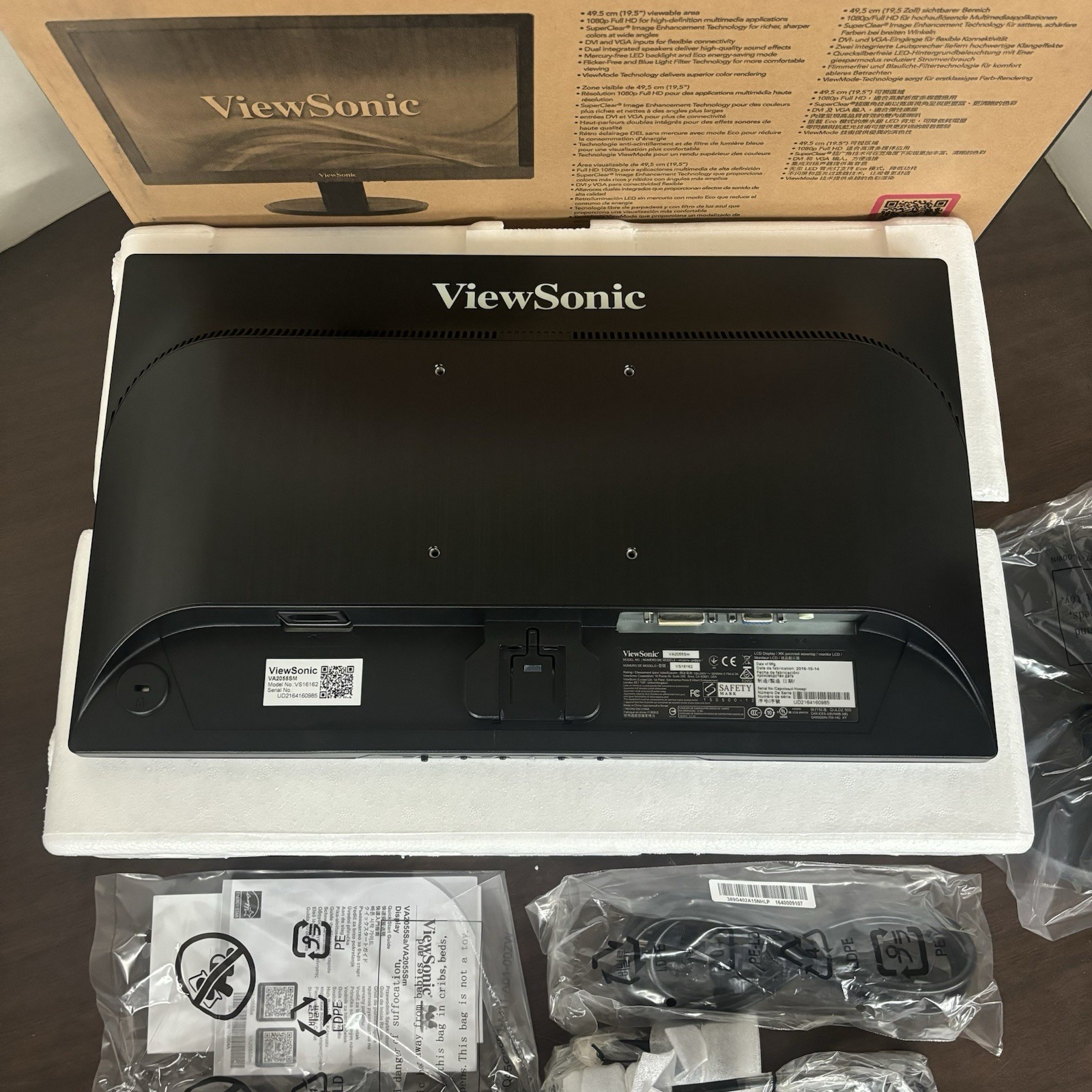 NEW ViewSonic VA2055SM 20 Inch 1080p HD LED Backlit Display Monitor