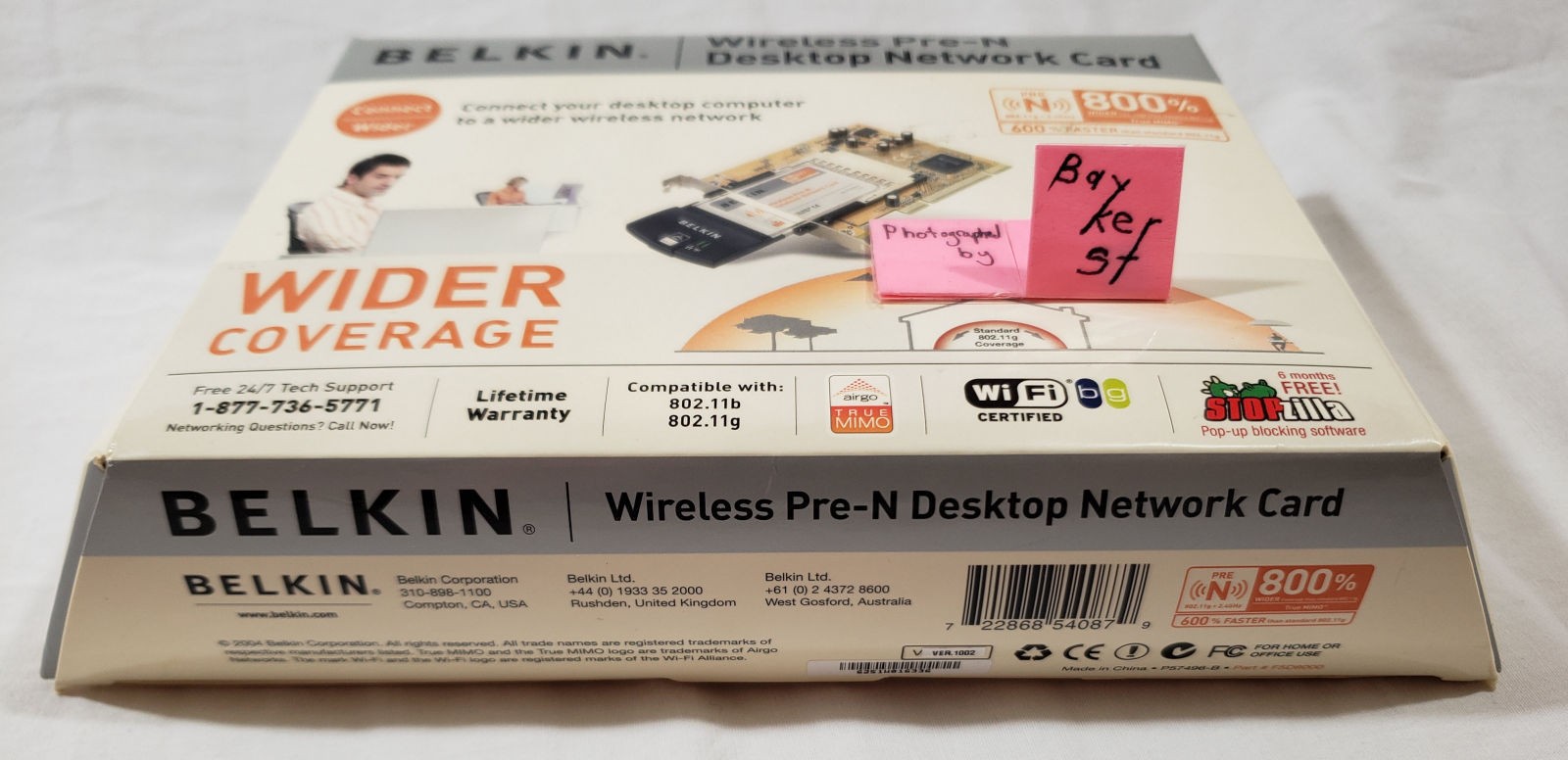 BELKIN Wireless Pre-N Network Card F5D8000 PCMCIA laptop 802.11 g e 802.11g