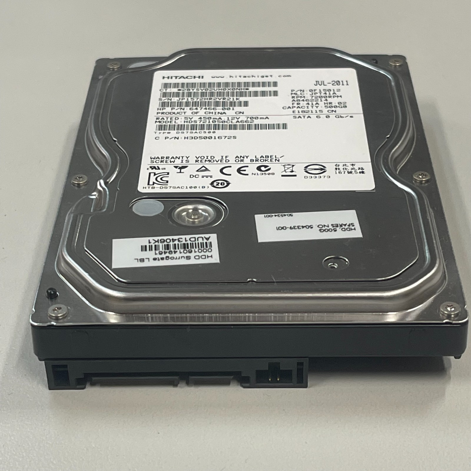 Hitachi 500GB 3.5″ SATA HDD 7200RPM 16MB Cache HDS721050CLA662 HP 647466-001 PC