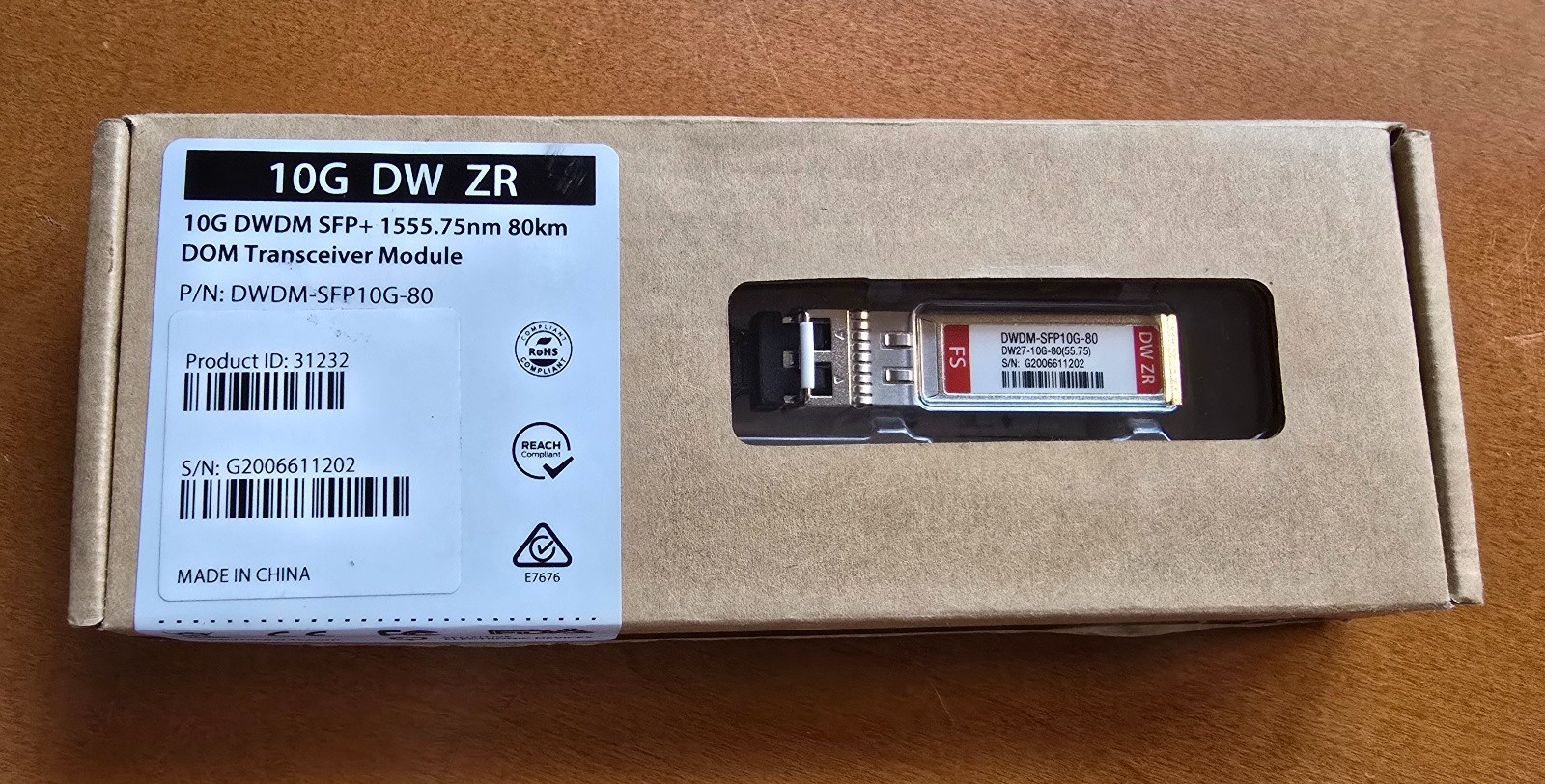 DWDM-SFP10G-80: new/open box FS 10G SFP+ optical module / DW27-10G-80 (55, 75)