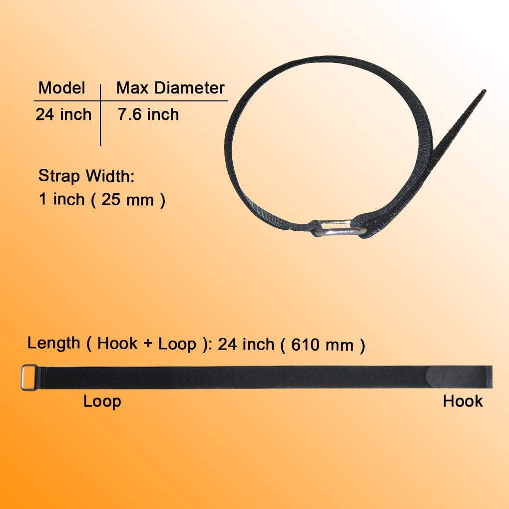 24 Inch Hook and Loop Cable Straps 12 Pack Reusable Nylon Cable Management