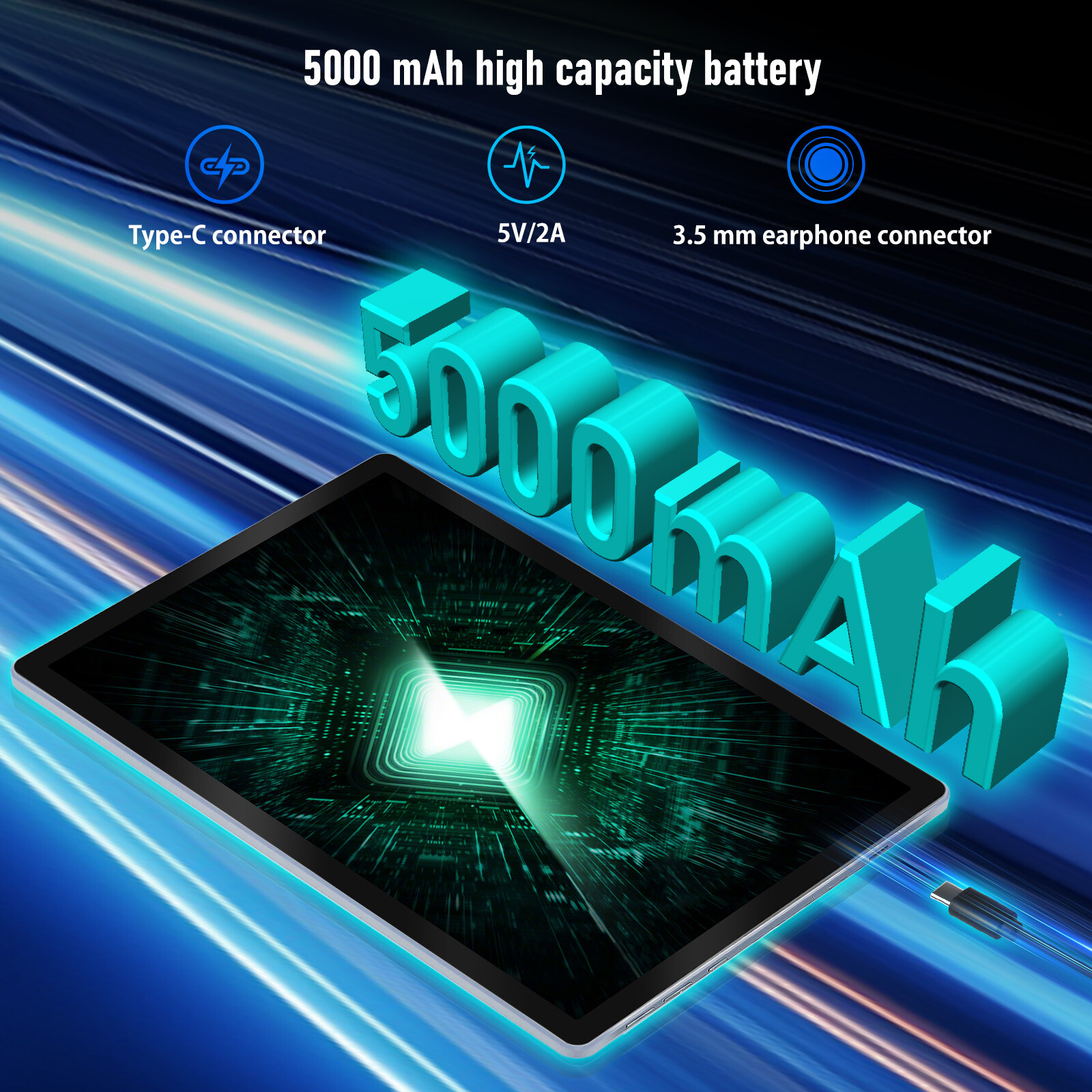 AEEZO 10.1 inch Android 14 Tablet 10+128GB Touchscreen Octa-core Processor Wi-Fi