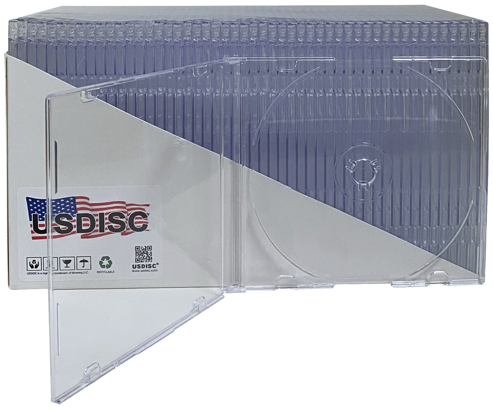 USDISC CD Jewel Cases Slimline 5.2mm, Single 1 Disc (Super Clear) Lot