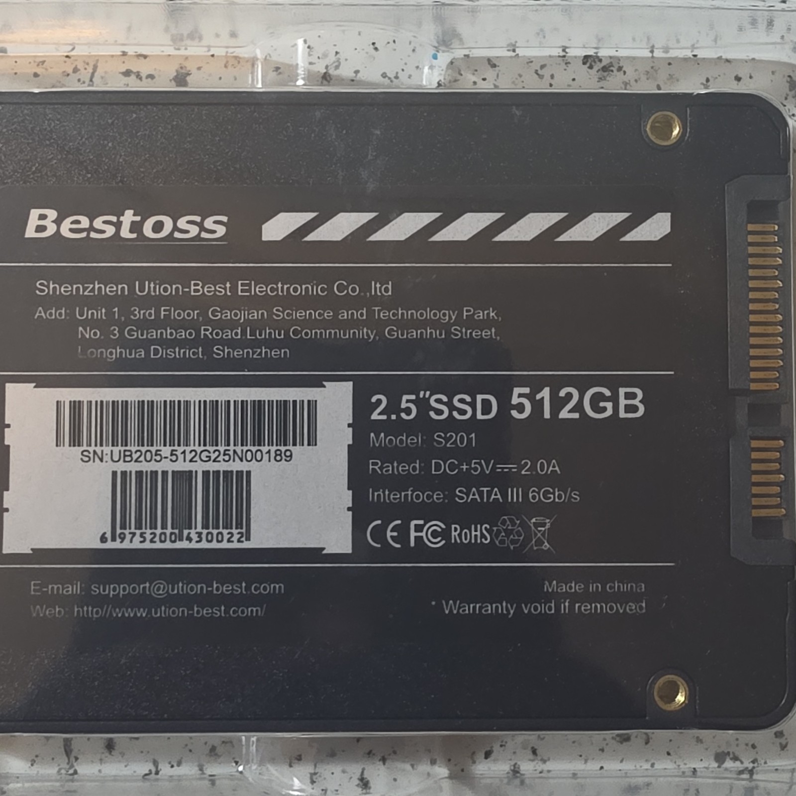 Bestoss 512GB 2.5 in Internal SSD SATA III Solid State Drive Model S201 Black