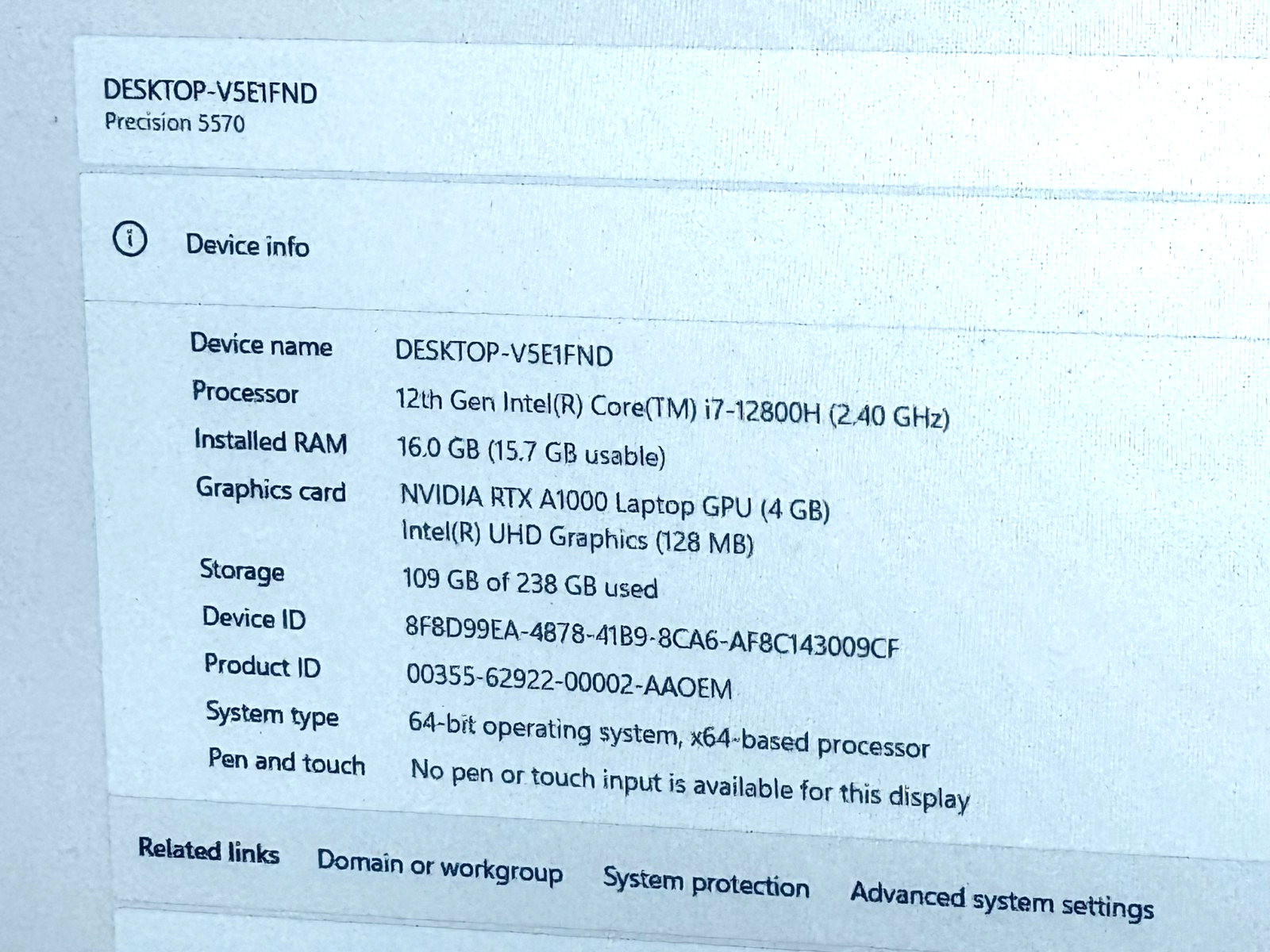Dell Precision 14-Core Gaming Laptop-Gen 12 17 1280H-16GB RAM-256GB-RTX A1000