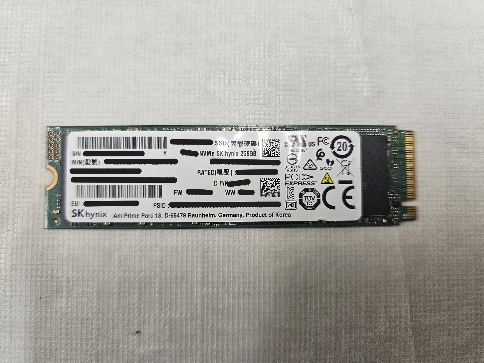 SK Hynix 256 GB Internal NVMe SSD Fully Tested 90-99% Health