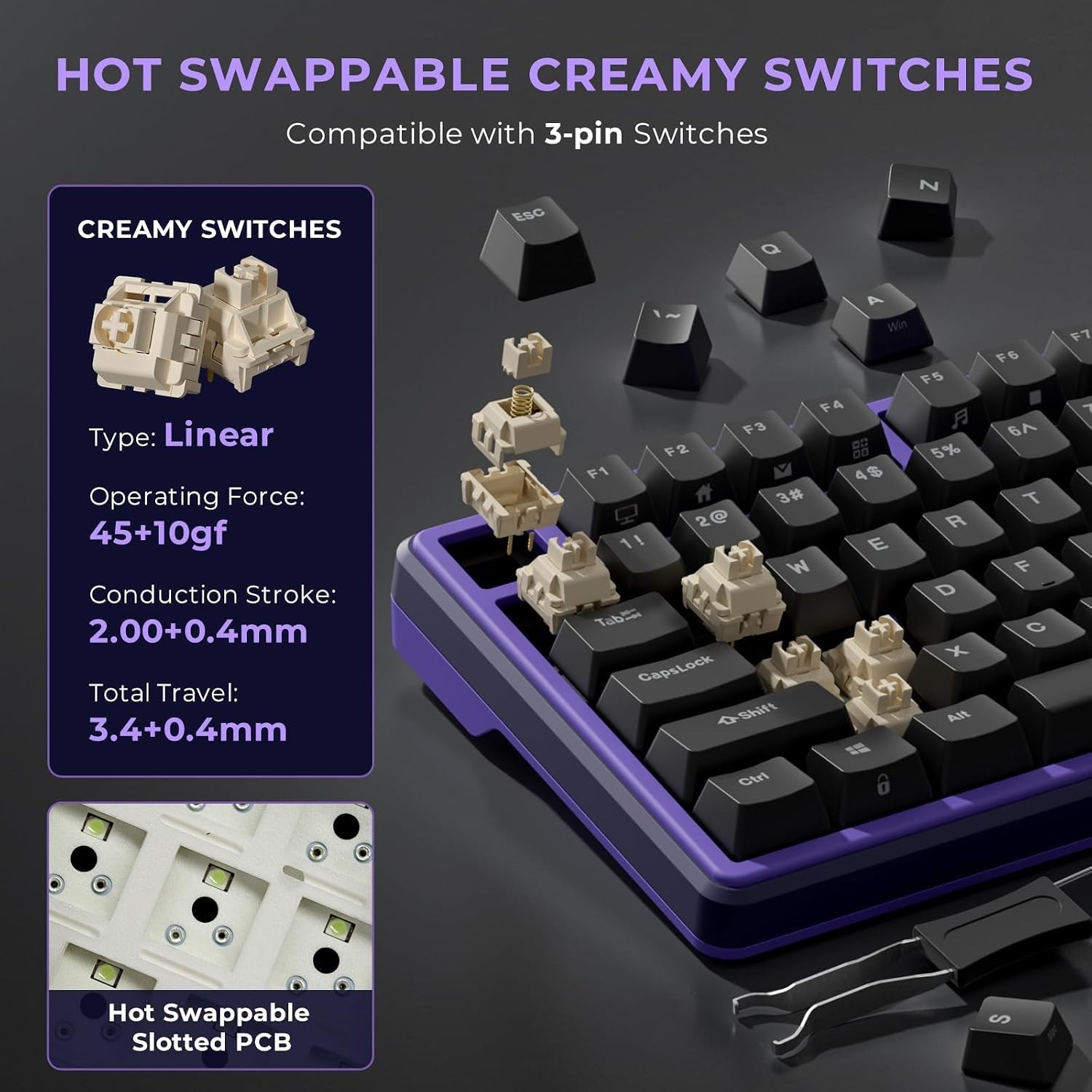 X87 75% Compact Mechanical Keyboard: Hot-Swappable, Ice-Blue Backlight Design