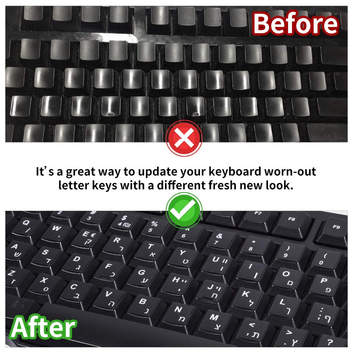 2PCS Arabic Keyboard Stickers, Arabic-English 0.43 x 0.51 inches,