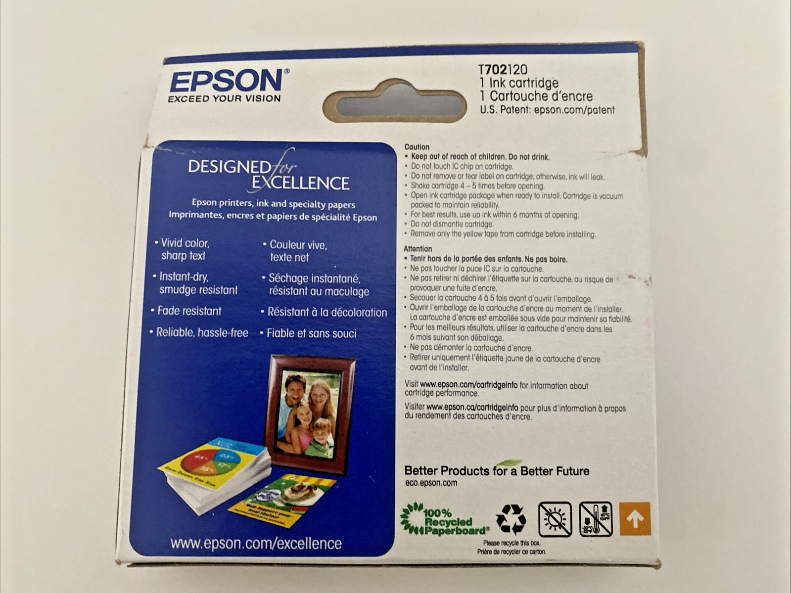 Epson 702 Black Ink Cartridge T702120 Standard Capacity Exp 11/2027 NEW