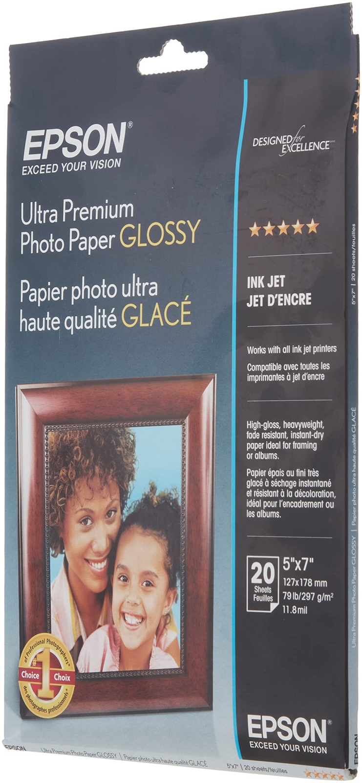 Epson Ultra Premium Photo Paper GLOSSY (5×7 Inches, 20 Sheets) (S041945)