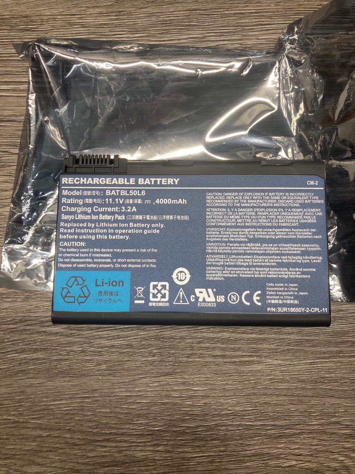 Battery 11.1V, 3.2A, Lithium lon Battery BATBL50L6