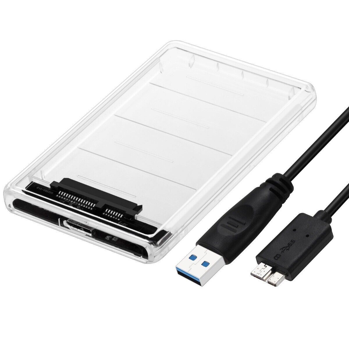 2.5″ SATA USB 3.0 Clear Hard Drive Disk HDD SSD Enclosure External Laptop Case