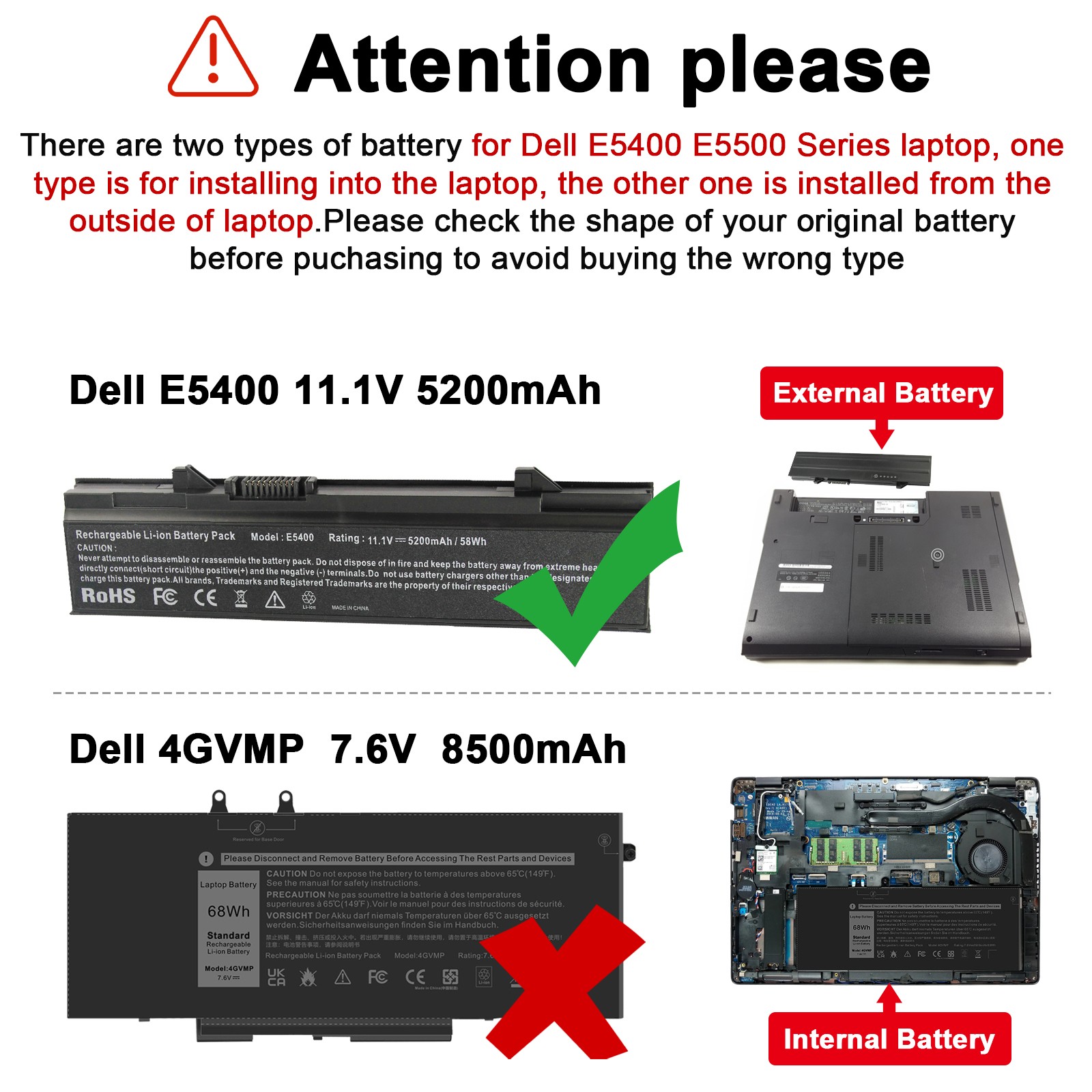 5200mAh Battery for Dell Latitude E5400 E5500 E5410 E5510 E5550 PX644H KM74